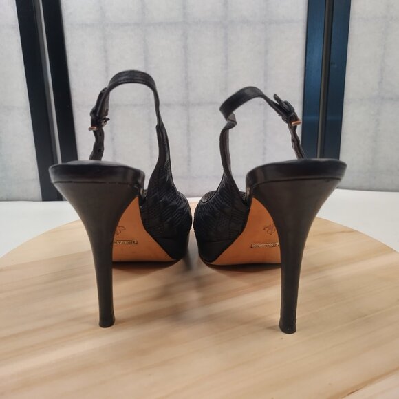 COLE HAAN Nike Air Heels Black Quilted Leather Open Toe High Heels Women US 8B - Picture 4 of 12